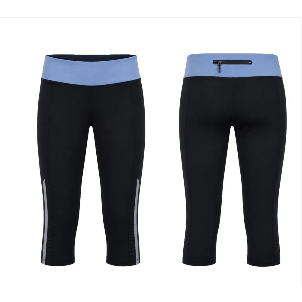 Lululemon Run Inspire Crop Womens 4 Black Blue Reflective Running Yoga Leggings